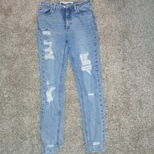High waisted distressed skinny jeans size 5‎